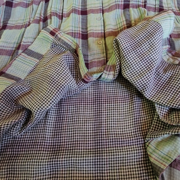 Elan Sz. L Long Sleeve Button Down Multicolored Oversized Shirt with Pocket - Picture 10 of 14